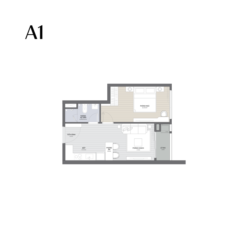 Floor Plan for Ambience 1 Bedroom - Type A1