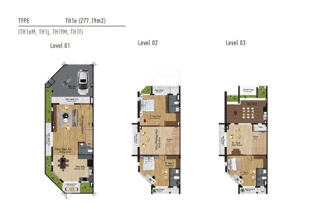 Floor Plan for 3-Storey Shophouse Type-TH1e